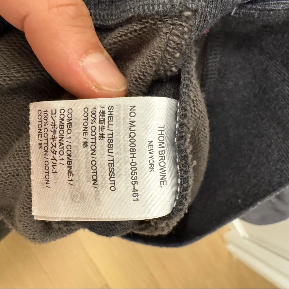 Vintage 2000’s Four striped Sleeve Thome Browne Charcoal Crewneck Sweatshirt - Picture 6 of 8